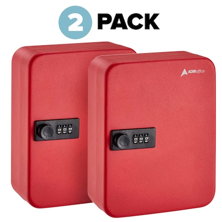 Adiroffice 48-Key Steel Secure Key Cabinet with Combination Lock, Red, PK2 ADI682-48-RED-2pk